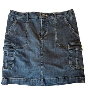 Baccini Cargo Dark Blue Denim Jeans Skirt Skort- Size 6